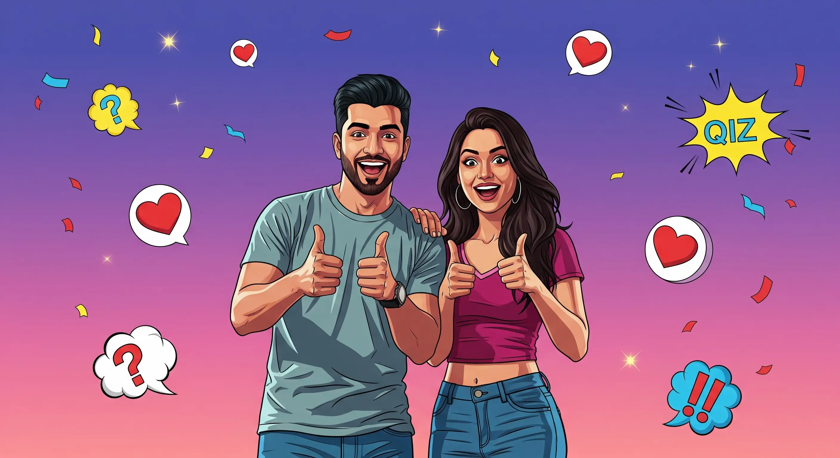 happy couple giving thumbs up recommending unicrew relationship app